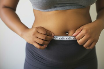 Stubborn Abdominal fat obesity. Adult waist. Generate Ai - obrazy, fototapety, plakaty