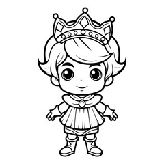 Cute Little Princess Cartoon Mascot Character Vector Illustration.