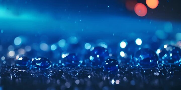 Sapphire glitter bokeh background. Unfocused shimmer royal blue sparkle. Crystal droplets wallpaper 4K Video