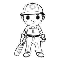 Illustration of a Cute Kid Boy Wearing a Safety Helmet and Holding a Baseball Bat