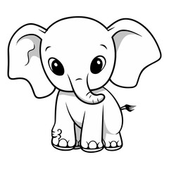 Cute baby elephant isolated on a white background.