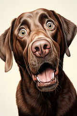 cartoon drawing shocked looking brown Labrador сreated with Generative Ai
