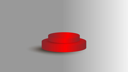 3D red podium on white background
