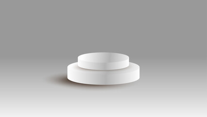 3D white podium on white background