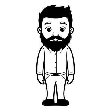 man with beard and moustache cartoon character vector illustration graphic design