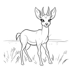 Black and white sketch of a roe deer.