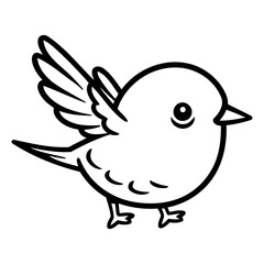 Cute little bird with wings in doodle style.