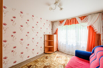 standard interior apartment. living room with sofa