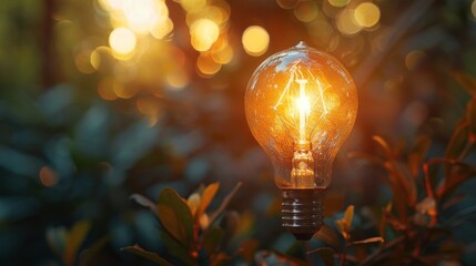 Innovation: A lightbulb glowing brightly, symbolizing a new idea or innovation