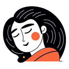 Funny girl with closed eyes in flat style.