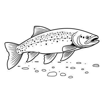 black and white fish on rocks clip art preview