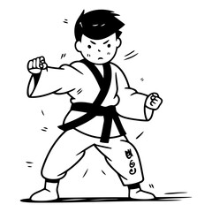 Taekwondo doodle hand drawn cartoon vector illustration.