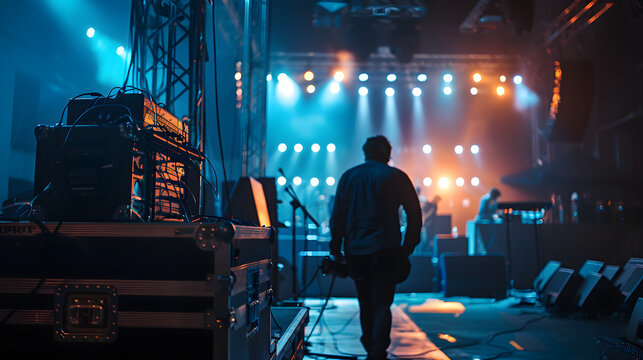 backstage at a music show preparations