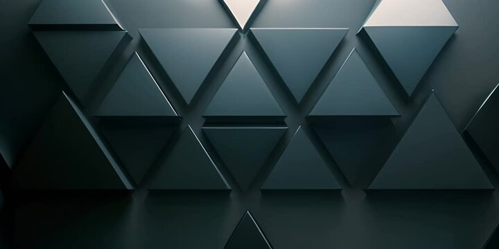 Polished, Semigloss Wall background with tiles. Triangular, tile Wallpaper with Black blocks. 4K Video