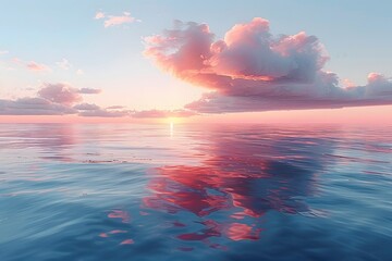 Sun Setting Over Ocean Waters - obrazy, fototapety, plakaty