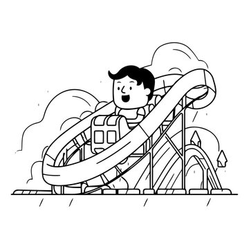 roller coaster ride cartoon black and white clip art preview