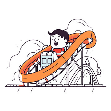 boy riding orange rollercoaster clip art preview