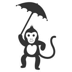 cute monkey in the rain vector illustration design 