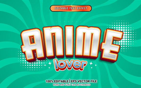 Anime silver game retro japan 3d vector text effect design