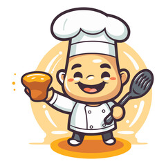 Chef boy cartoon vector illustration. Cute chef boy character.