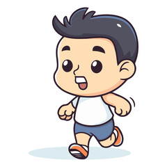 Obraz na płótnie Canvas Cute little boy running cartoon character vector illustration. Cute little boy running cartoon character.