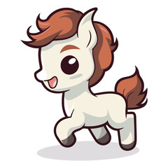Cute pony cartoon isolated on white background for your design