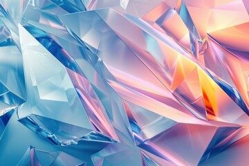 Intricate Abstract crystal background. Low polygonal and shiny diamonds scattered throughout frame. Generate AI