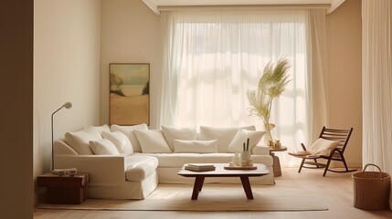 Living room interior in White Space. Interior design
