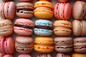 Box Filled With Various Colored Macaroons