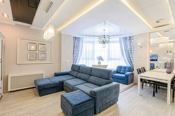 standard interior apartment. living room with sofa
