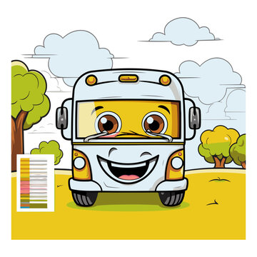 cute school bus in the park character vector illustration design vector illustration design