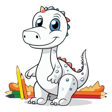 Cute baby dinosaur cartoon on a white background.