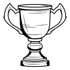 Fototapeta na wymiar Black and White Cartoon Illustration of a Trophy Cup or Cup for Sports