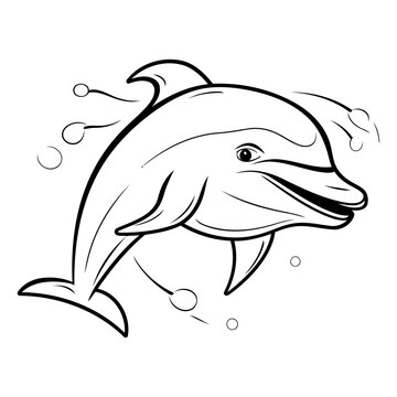 Dolphin. Coloring book for children and adults.