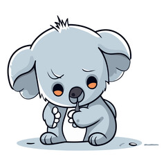 Cute cartoon elephant with a spoon in his mouth.
