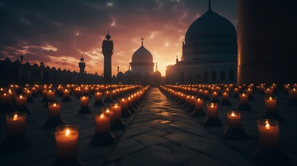 islamic lantern background Ideal for ramadhan festive, eid fitr, eid adha, islamic background , cozy, warm,  holidays, invitations, and decorations, ratio 16:9px - obrazy, fototapety, plakaty