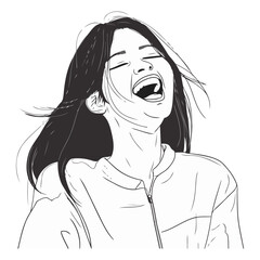 Vector illustration of a young woman screaming. Isolated on white background.