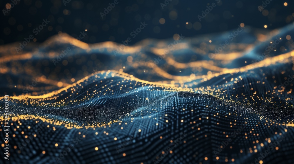 Fototapete abstract technology background with dynamic particle wave