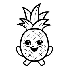 cute pineapple tropical fruit kawaii character vector illustration designicon