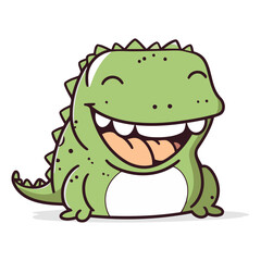 Cute Green Crocodile Cartoon Mascot Character Vector Illustration