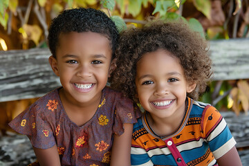 Multicultural pair of twin brothers, brother and sister. - obrazy, fototapety, plakaty