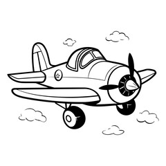 Airplane in the clouds. Coloring book for children.