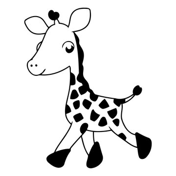 Cute cartoon giraffe isolated on white background.