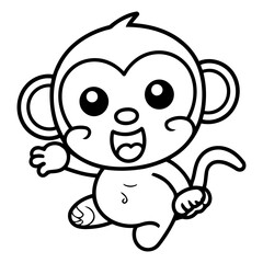 Cute Cartoon Monkey Running Vector Illustration Isolated On White Background