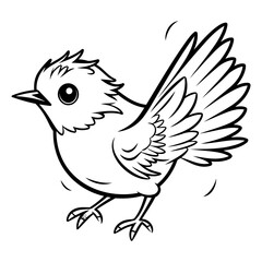 Black and White Cartoon Illustration of Little Bird Animal Character for Coloring Book