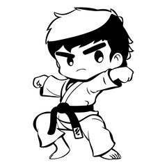 Taekwondo boy in kimono.