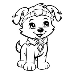 Black and White Cartoon Illustration of Cute Puppy Dog Animal Character for Coloring Book