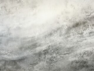 Gray and white painting with abstract wave patterns