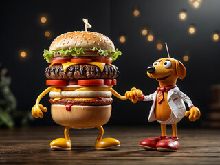 burger and hamburger dancing