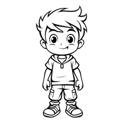 Cute Little Boy Cartoon Mascot Character Vector Illustration.